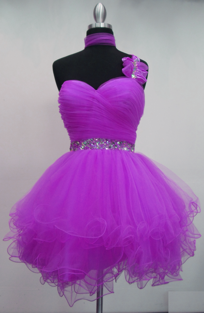 purple tulle mini dress